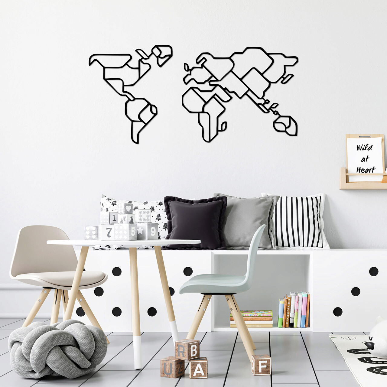 Decoratiune de perete, World Map 6, Dimensiuni: 56 x 120 cm, Negru - imagine 6